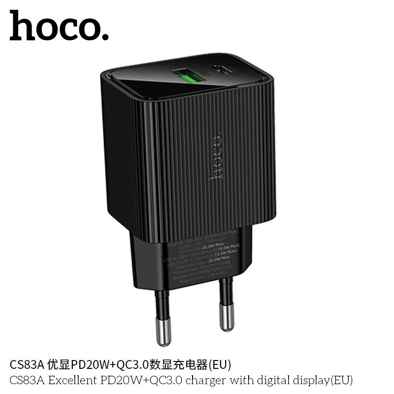 Cốc sạc Hoco CS83A PD20W+QC3.0 cao cấp có màn hình hiển thị kỹ thuật số (EU) - Ảnh 6