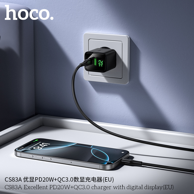 Cốc sạc Hoco CS83A PD20W+QC3.0 cao cấp có màn hình hiển thị kỹ thuật số (EU) - Ảnh 7