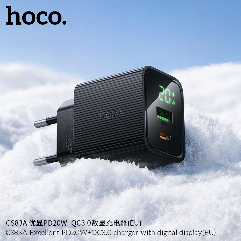Cốc sạc Hoco CS83A PD20W+QC3.0 cao cấp có màn hình hiển thị kỹ thuật số (EU) - Ảnh 8