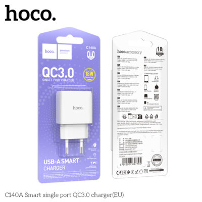 Cốc sạc Hoco QC3.0 cổng đơn thông minh C140A (EU) Cốc sạc Hoco QC3.0 cổng đơn thông minh C140A (EU) - Ảnh 2