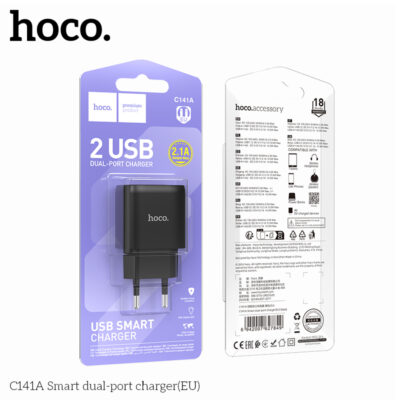 Cốc sạc hai cổng thông minh Hoco C141A (EU) Cốc sạc hai cổng thông minh Hoco C141A (EU) - Ảnh 3