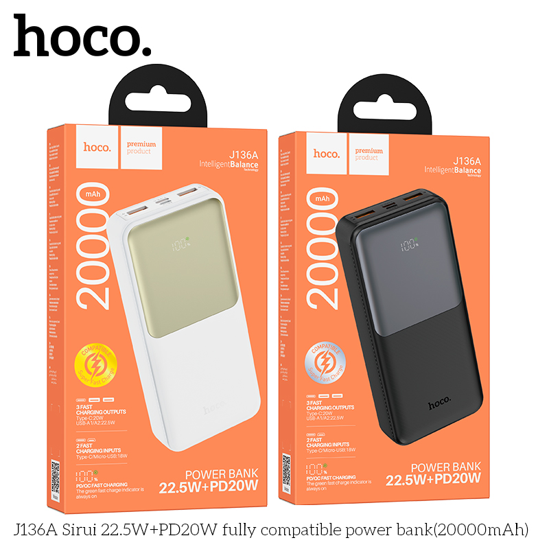 Pin dự phòng HOCO J136A Sirui 22.5W+PD20W (20000mAh)
