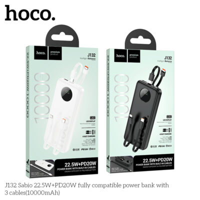Pin dự phòng Hoco J132 22,5W+PD20W kèm 3 dây cáp (10000mAh)