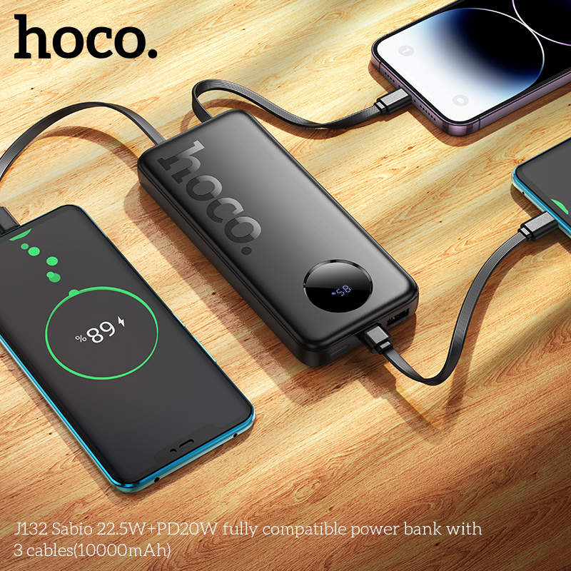 Pin dự phòng Hoco J132 22,5W+PD20W kèm 3 dây cáp (10000mAh) - Ảnh 8