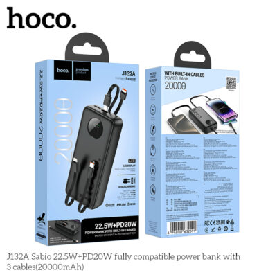 Pin dự phòng Hoco J132A Sabio 22.5W+PD20W kèm 3 dây cáp (20000mAh) - Ảnh 2