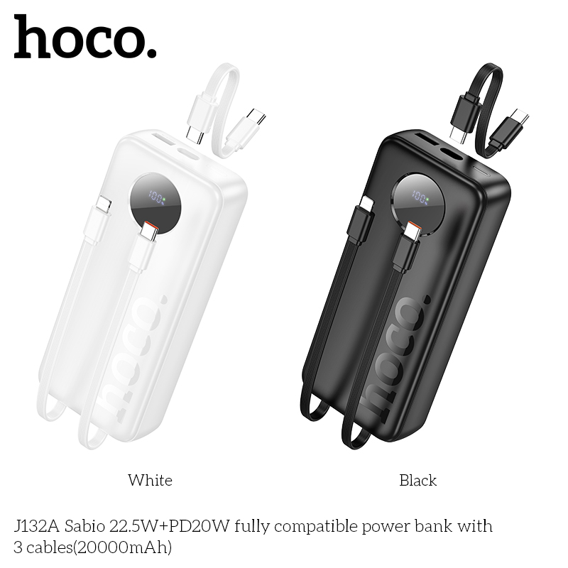 Pin dự phòng Hoco J132A Sabio 22.5W+PD20W kèm 3 dây cáp (20000mAh) - Ảnh 4