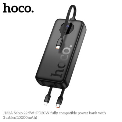 Pin dự phòng Hoco J132A Sabio 22.5W+PD20W kèm 3 dây cáp (20000mAh) - Ảnh 5