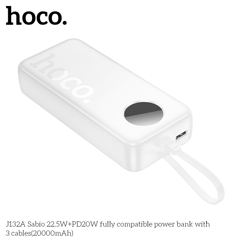 Pin dự phòng Hoco J132A Sabio 22.5W+PD20W kèm 3 dây cáp (20000mAh) - Ảnh 6