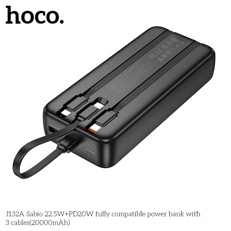 Pin dự phòng Hoco J132A Sabio 22.5W+PD20W kèm 3 dây cáp (20000mAh) - Ảnh 7