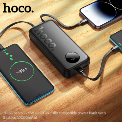 Pin dự phòng Hoco J132A Sabio 22.5W+PD20W kèm 3 dây cáp (20000mAh) - Ảnh 8