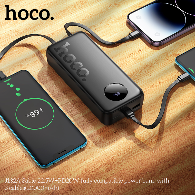Pin dự phòng Hoco J132A Sabio 22.5W+PD20W kèm 3 dây cáp (20000mAh) - Ảnh 8